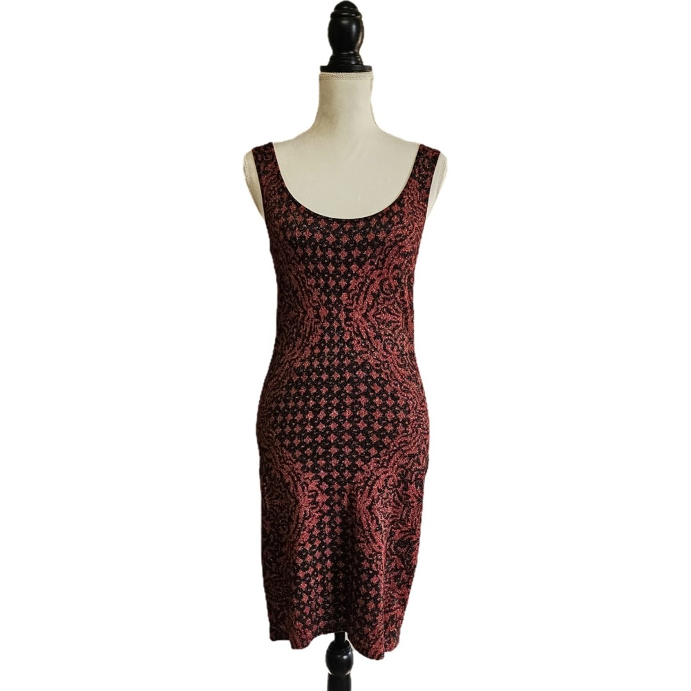 Rock & Republic Gold Sparkle Red Black Bodycon Tank‎ Dress Size S Glam Vamp Sexy